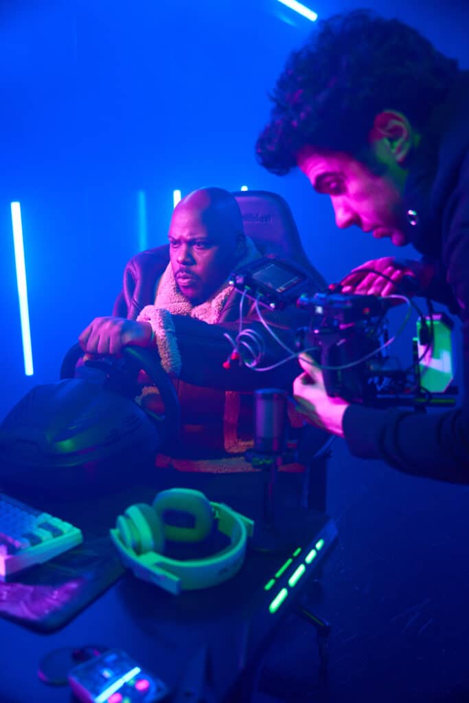 manchester videographer filming man playing racing game